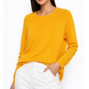Zara Knit Mustard Yellow Lightweight Sweater Medium |Minimalist Classic Pullover